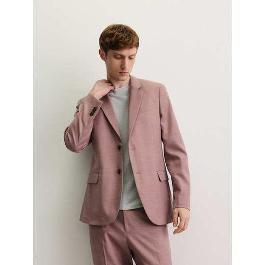 Reserved - Marynarka slim fit z domieszką wiskozy - jasnofioletowy ze sklepu Reserved w kategorii Marynarki męskie - zdjęcie 183912484