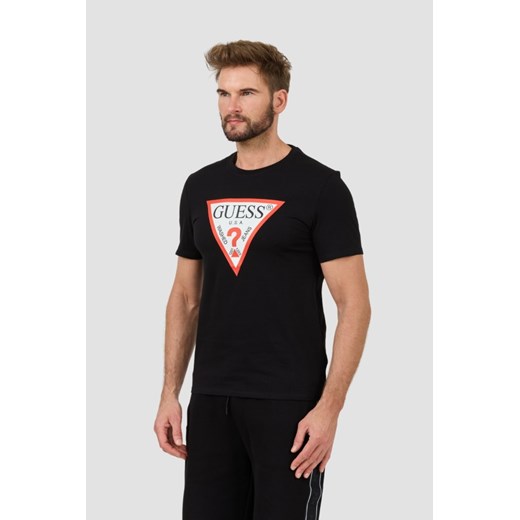 GUESS Czarny t-shirt z dużym logo Clsc Tri Logo, Rozmiar XL ze sklepu outfit.pl w kategorii T-shirty męskie - zdjęcie 183912703