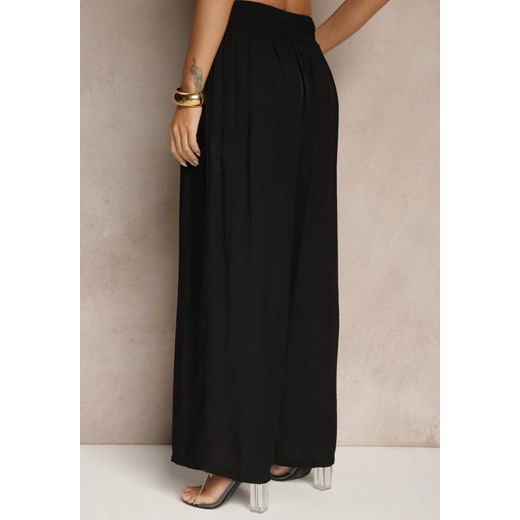 Czarne Wiskozowe Spodnie High Waist o Szerokim Kroju Aranisa Renee L promocyjna cena renee.pl