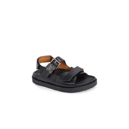 Sandały Tommy Hilfiger Th Hardware Lthr Sporty Sandal FW0FW07736 Czarny Tommy Hilfiger 42 eobuwie.pl
