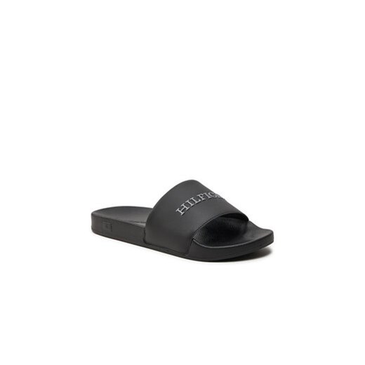 Klapki Tommy Hilfiger Hilfiger Raised Pool Slide FM0FM05022 Czarny Tommy Hilfiger 43 eobuwie.pl
