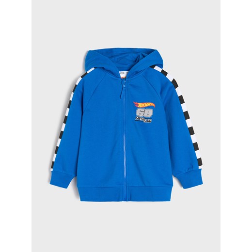 Sinsay - Bluza z kapturem z nadrukiem na plecach Hot Wheels - mid blue Sinsay 104 (3-4 l) Sinsay