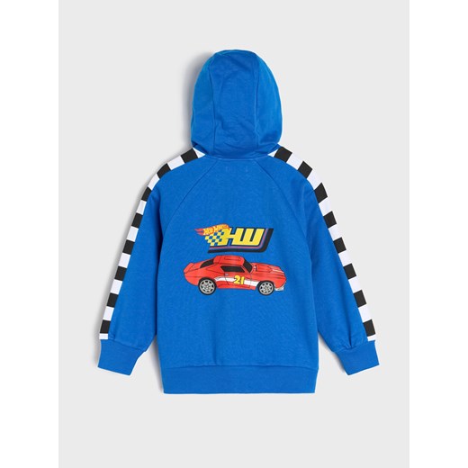 Sinsay - Bluza z kapturem z nadrukiem na plecach Hot Wheels - mid blue Sinsay 104 (3-4 l) Sinsay