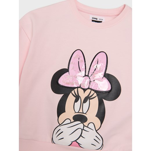 Sinsay - Bluza z ozdobną kokardą Minnie Mouse - różowy Sinsay 116 (5-6 l) Sinsay