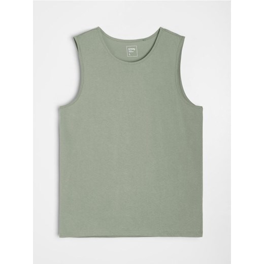 Sinsay - Bawełniany tank top basic - zielony ze sklepu Sinsay w kategorii T-shirty męskie - zdjęcie 183916461