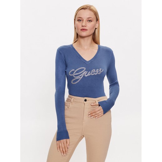Guess Sweter W3YR21 Z2NQ2 Niebieski Slim Fit ze sklepu MODIVO w kategorii Swetry damskie - zdjęcie 183921701