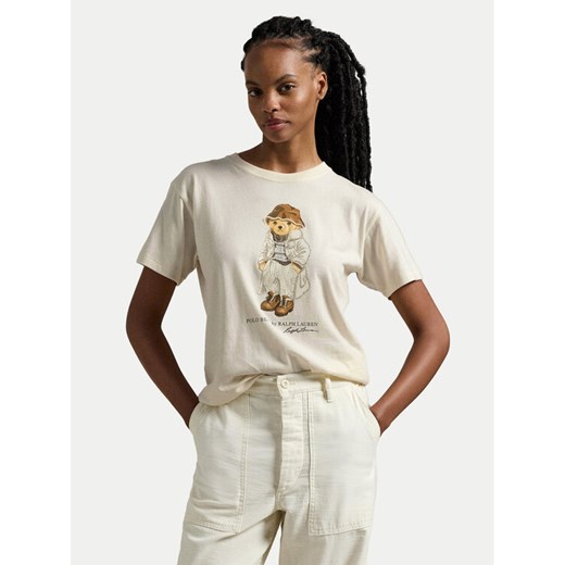 Polo Ralph Lauren T-Shirt 211947961001 Écru Regular Fit ze sklepu MODIVO w kategorii Bluzki damskie - zdjęcie 183921722