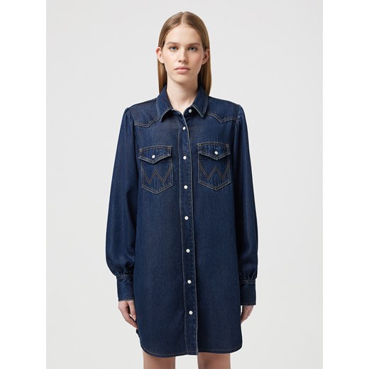 WRANGLER DAMSKA SUKIENKA JEANSOWA WRANGLER BALLOONSLEEVE SHIRT DRESS RINSE 112350339 ze sklepu YouNeedit.pl w kategorii Sukienki - zdjęcie 183923062