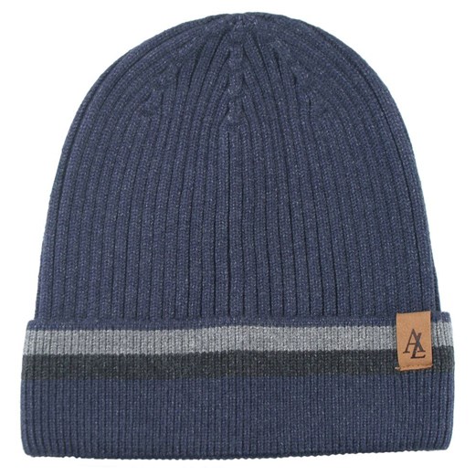 Jesienno-Zimowa Czapka (beanie) – Alties - Ciemnoniebieska z Paskiem CPAALTSbeanie8niebPASpop ze sklepu JegoSzafa.pl w kategorii Czapki zimowe męskie - zdjęcie 183923572