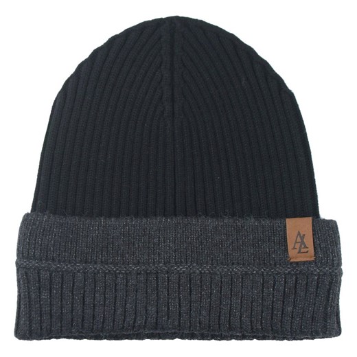 Jesienno-Zimowa Czapka (beanie) – Alties - Czarna z Grafitem CPAALTSbeanie7CZARgraf ze sklepu JegoSzafa.pl w kategorii Czapki zimowe męskie - zdjęcie 183923574