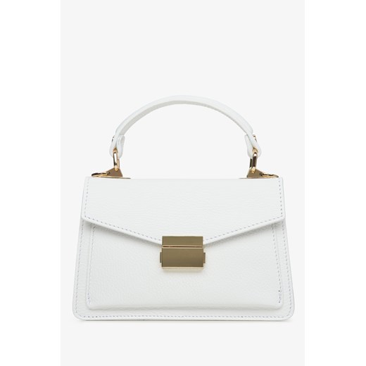 Estro: Mała biała torebka damska typu kuferek z włoskiej skóry naturalnej Premium ze sklepu Estro w kategorii Kuferki - zdjęcie 183923604