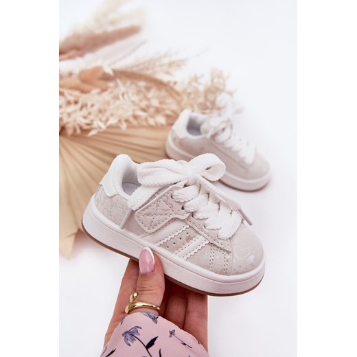 Dziecięce  Buty Sportowe Sneakersy Serduszka Białe Mirelle ze sklepu ZAZOO w kategorii Trampki dziecięce - zdjęcie 183923841