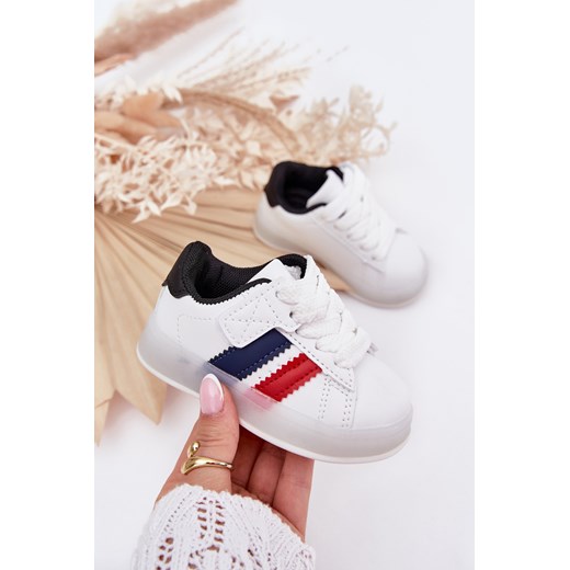 Dziecięce Buty Sportowe Sneakersy Świecąca Podeszwa Biało-Czarne Arielle ze sklepu ZAZOO w kategorii Trampki dziecięce - zdjęcie 183923870