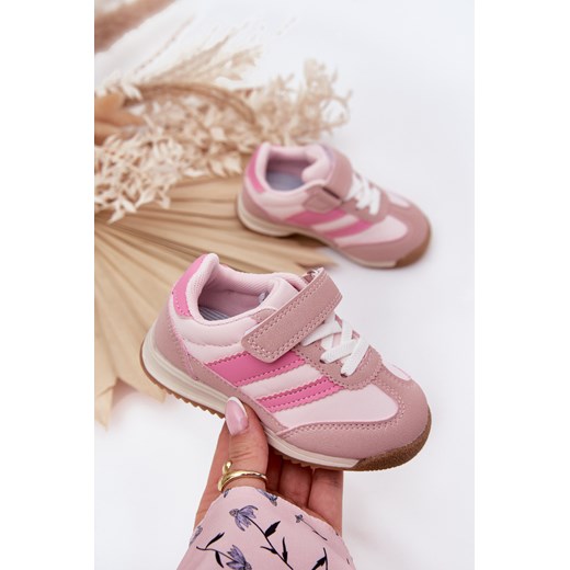 Buty Sportowe Sneakersy Dziecięce Rzep Różowe Viona ze sklepu ZAZOO w kategorii Buty sportowe dziecięce - zdjęcie 183923874