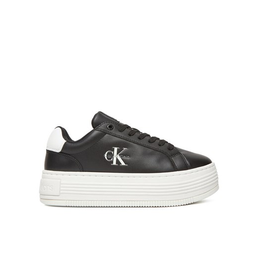 Sneakersy Calvin Klein Jeans Bold Flatf Low Lace Lth YW0YW01878 Czarny ze sklepu eobuwie.pl w kategorii Buty sportowe damskie - zdjęcie 183924360