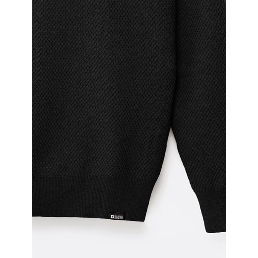 Sweter męski o teksturalnym splocie bawełniany czarny Reylon 906 ze sklepu Big Star w kategorii Swetry męskie - zdjęcie 183929572