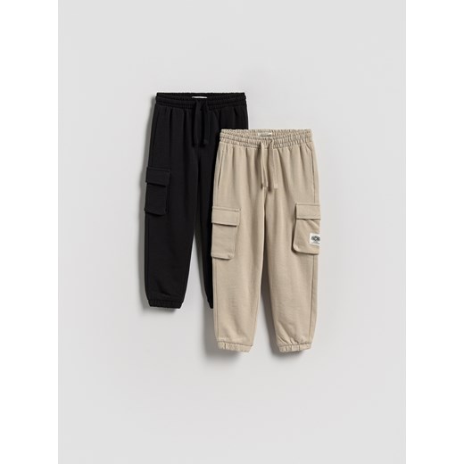 Reserved - Bawełniane joggery cargo 2 pack - ciemnoszary ze sklepu Reserved w kategorii Spodnie chłopięce - zdjęcie 183929751
