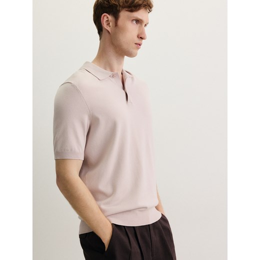 Reserved - Sweter polo z wiskozą - pastelowy róż ze sklepu Reserved w kategorii Swetry męskie - zdjęcie 183929954