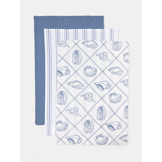 Sinsay - Ścierki kuchenne z morskim motywem 3 pack - niebieski Sinsay One Size Sinsay