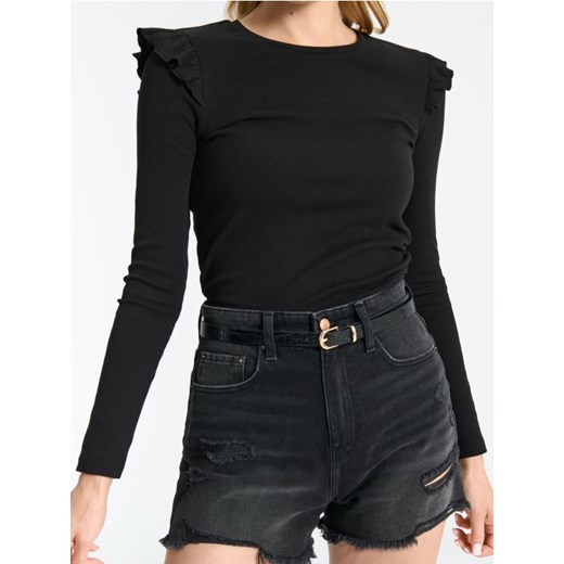 Sinsay - Bluzka z falbanami - czarny ze sklepu Sinsay w kategorii Bluzki damskie - zdjęcie 183931450