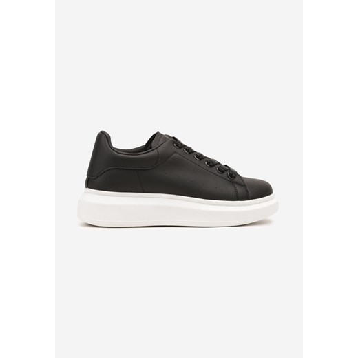 Czarno-Białe Płaskie Klasyczne Buty Sportowe Sneakersy ze Sznurowaniem Sanesta ze sklepu born2be.pl w kategorii Buty sportowe męskie - zdjęcie 183931763
