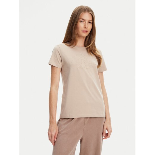 Guess T-Shirt V5YI13 J1314 Beżowy Regular Fit ze sklepu MODIVO w kategorii Bluzki damskie - zdjęcie 183932094