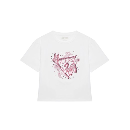 Guess T-Shirt J5YI35 K6YW4 Biały Regular Fit ze sklepu MODIVO w kategorii Bluzki dziewczęce - zdjęcie 183932110