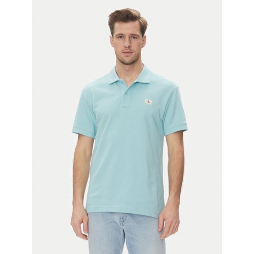 Calvin Klein Jeans Polo J30J327040 Błękitny Regular Fit ze sklepu MODIVO w kategorii T-shirty męskie - zdjęcie 183937882