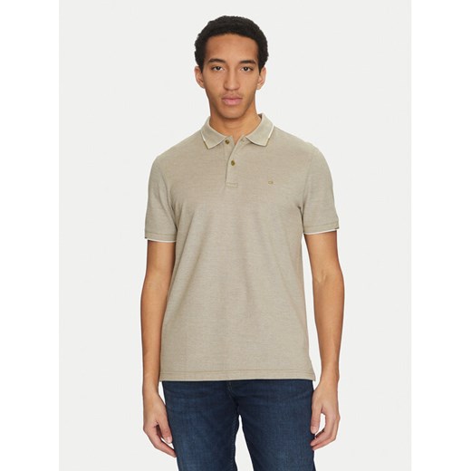 Calvin Klein Polo K10K114475 Beżowy Regular Fit ze sklepu MODIVO w kategorii T-shirty męskie - zdjęcie 183937903