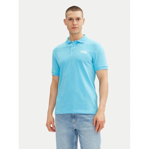 KARL LAGERFELD Polo 745088 552235 Błękitny Regular Fit ze sklepu MODIVO w kategorii T-shirty męskie - zdjęcie 183937920