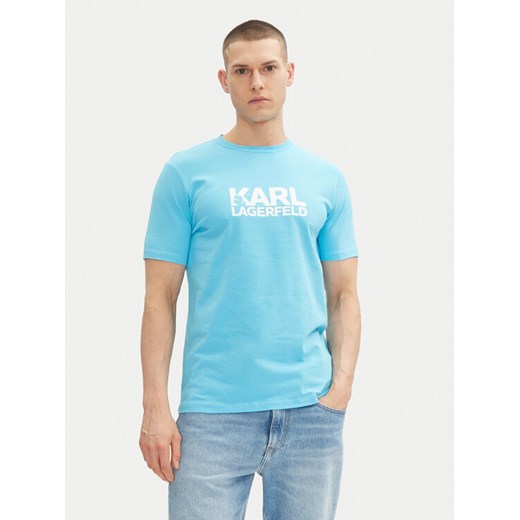KARL LAGERFELD T-Shirt 755087 552235 Błękitny Regular Fit ze sklepu MODIVO w kategorii T-shirty męskie - zdjęcie 183937934