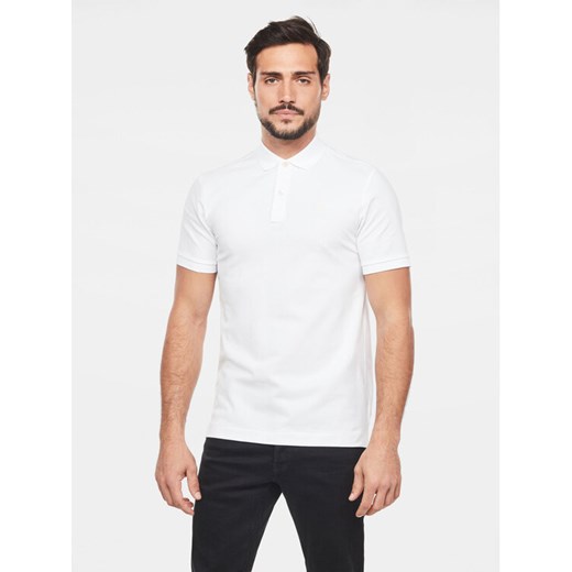 G-Star Raw Polo Dunda D11595-5864 Biały Regular Fit ze sklepu MODIVO w kategorii T-shirty męskie - zdjęcie 183937953