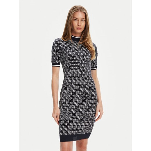 Guess Sukienka dzianinowa W3YK39 Z37K0 Granatowy Regular Fit ze sklepu MODIVO w kategorii Sukienki - zdjęcie 183938192