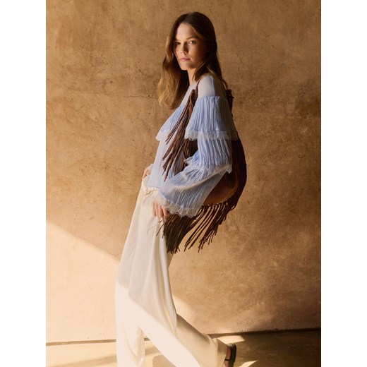 Reserved - Luźne spodnie z łańcuszkiem - złamana biel ze sklepu Reserved w kategorii Spodnie damskie - zdjęcie 183939812