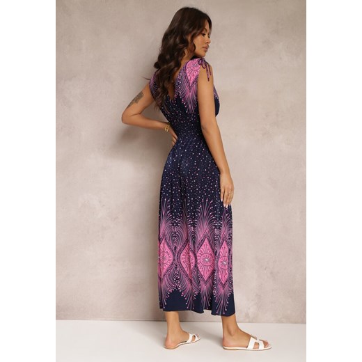 Renee sukienka w abstrakcyjne wzory maxi z krótkimi rękawami elegancka 