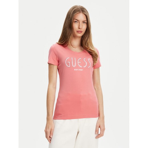Guess T-Shirt W5YI05 J1314 Różowy Regular Fit ze sklepu MODIVO w kategorii Bluzki damskie - zdjęcie 183941482