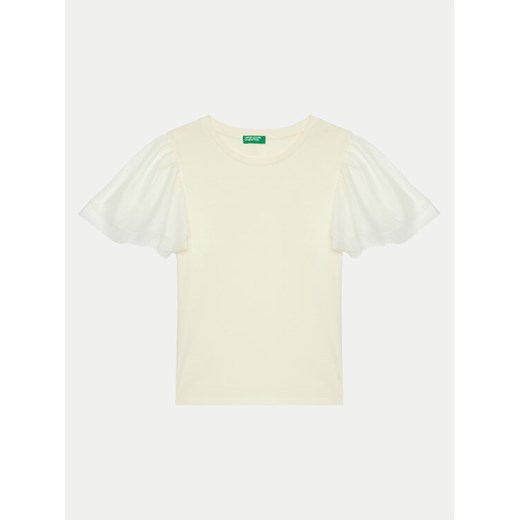 United Colors Of Benetton T-Shirt 3Q8DC10LW Écru Regular Fit ze sklepu MODIVO w kategorii Bluzki dziewczęce - zdjęcie 183941523