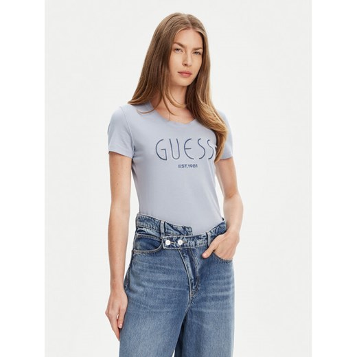 Guess T-Shirt W5YI05 J1314 Niebieski Regular Fit ze sklepu MODIVO w kategorii Bluzki damskie - zdjęcie 183941593