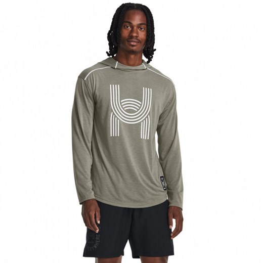 Męski longsleeve do biegania z kapturem Under Armour UA Run Everywhere Hooded LS - szary ze sklepu Sportstylestory.com w kategorii Bluzy męskie - zdjęcie 183942901