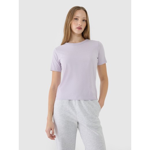 Damski t-shirt basic 4F 4FWSS25TTSHF1991 - fioletowy ze sklepu Sportstylestory.com w kategorii Bluzki damskie - zdjęcie 183942972