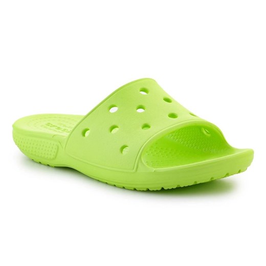 Klapki Crocs Classic Slide K 206396-3UH zielone ze sklepu ButyModne.pl w kategorii Klapki dziecięce - zdjęcie 183944204