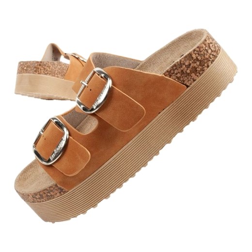 Klapki Lee Cooper LCW-25-35-3494L brązowe ze sklepu ButyModne.pl w kategorii Klapki damskie - zdjęcie 183944252