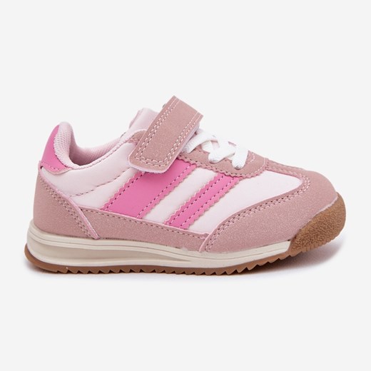 Dziecięce Sneakersy Buty Sportowe Na Rzep Różowe ze sklepu ButyModne.pl w kategorii Buty sportowe dziecięce - zdjęcie 183944470