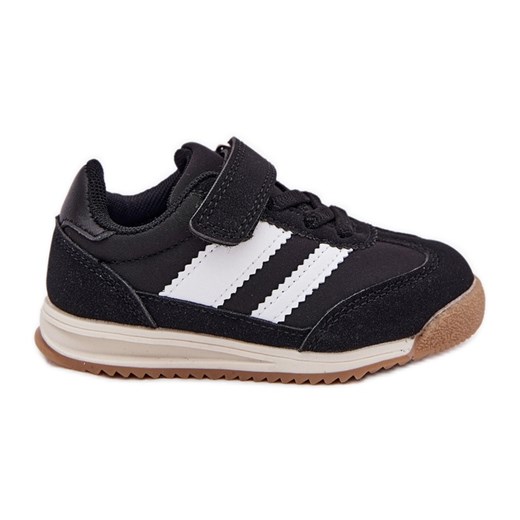 Dziecięce Sneakersy Buty Sportowe Na Rzep Czarne ze sklepu ButyModne.pl w kategorii Buty sportowe dziecięce - zdjęcie 183944474