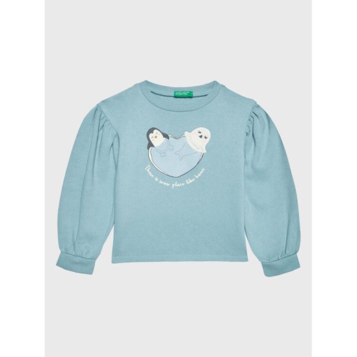 United Colors Of Benetton Bluza 35TMG105N Niebieski Regular Fit ze sklepu MODIVO w kategorii Bluzy dziewczęce - zdjęcie 183944771