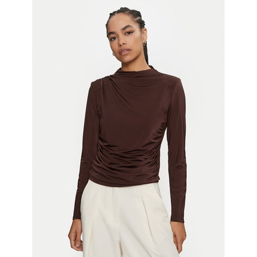 ACCESS FASHION Bluzka 44-2035-310 Brązowy Slim Fit ze sklepu MODIVO w kategorii Bluzki damskie - zdjęcie 183944874