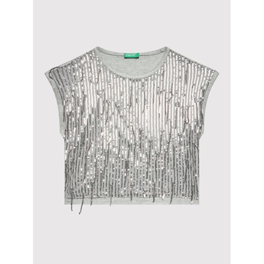 United Colors Of Benetton Bluzka 3KG8C102A Szary Regular Fit ze sklepu MODIVO w kategorii Bluzki dziewczęce - zdjęcie 183945050