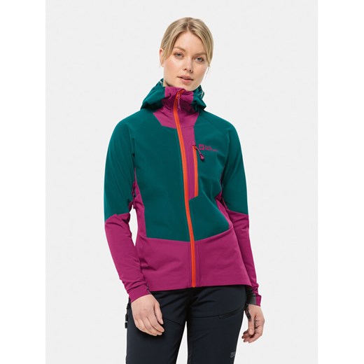 Jack Wolfskin Kurtka softshell Alpspitze Hoody 1307751 Zielony Regular Fit ze sklepu MODIVO w kategorii Kurtki damskie - zdjęcie 183945164