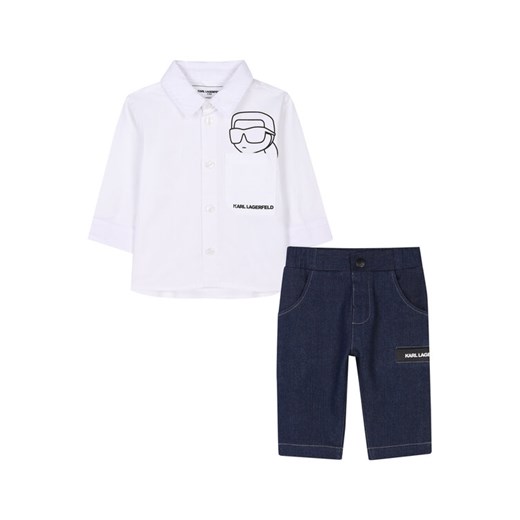 Karl Lagerfeld Kids Komplet koszula i spodnie materiałowe Z30505 M Granatowy Regular Fit ze sklepu MODIVO w kategorii Komplety niemowlęce - zdjęcie 183945321