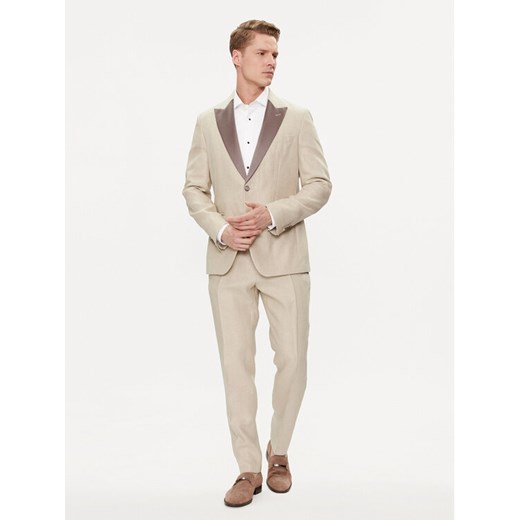 Boss Garnitur H-Huge-Tux-242 50514661 Beżowy Slim Fit ze sklepu MODIVO w kategorii Garnitury męskie - zdjęcie 183945432